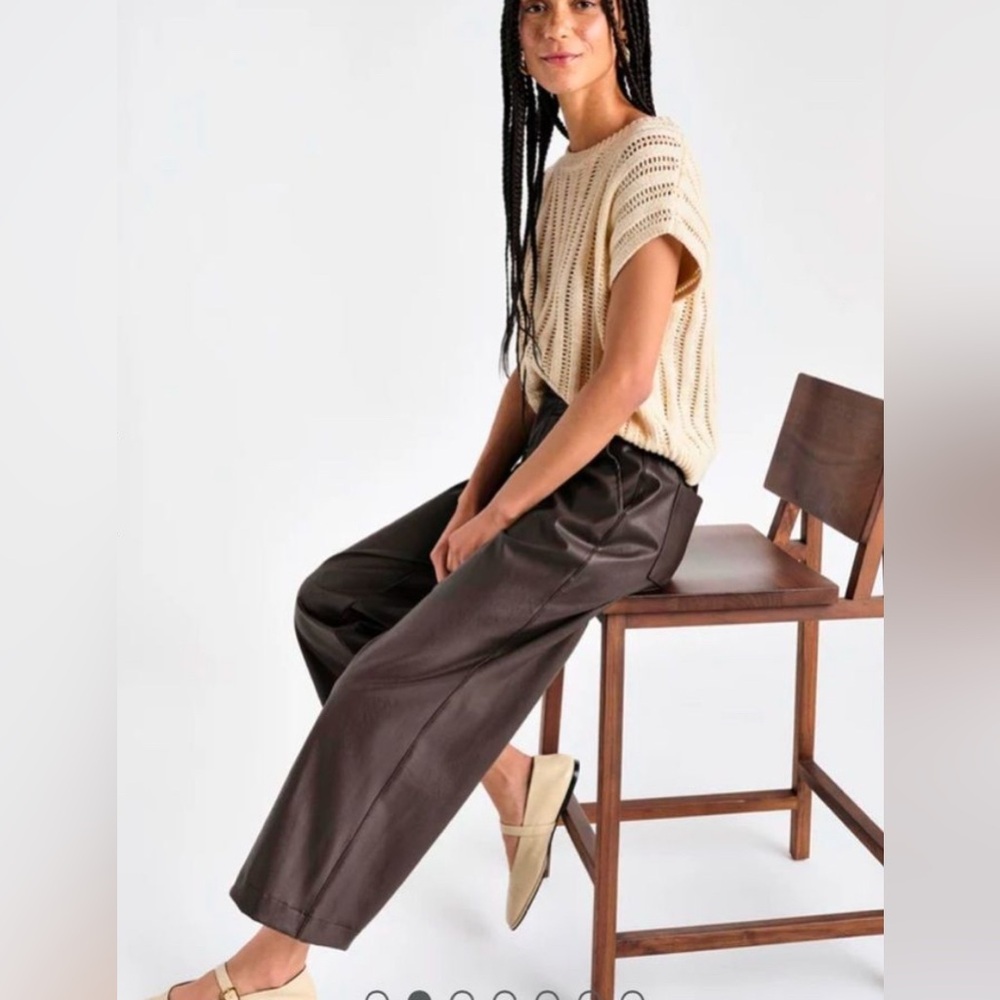 Splendid Collection Women’s Faux Leather Pants Size 12 Color Brown